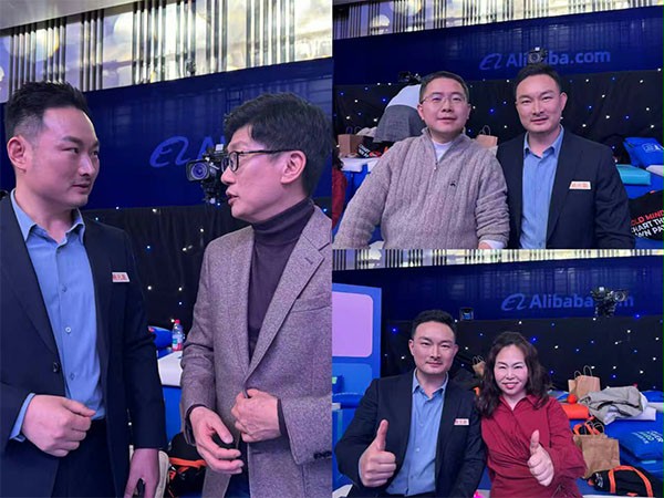 上图为：杨元嘉与三位专业评委交流合影，分别为：阿里巴巴国际站张阔总裁、知名经济学家薛兆丰教授、产品战略专家与畅销书作者梁宁